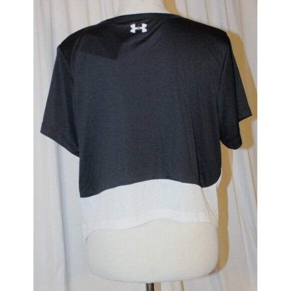 NWT Under Armour Womens XL HeatGear Mesh Panel Short Sleeve Loose T-Shirt Black - Picture 6 of 7